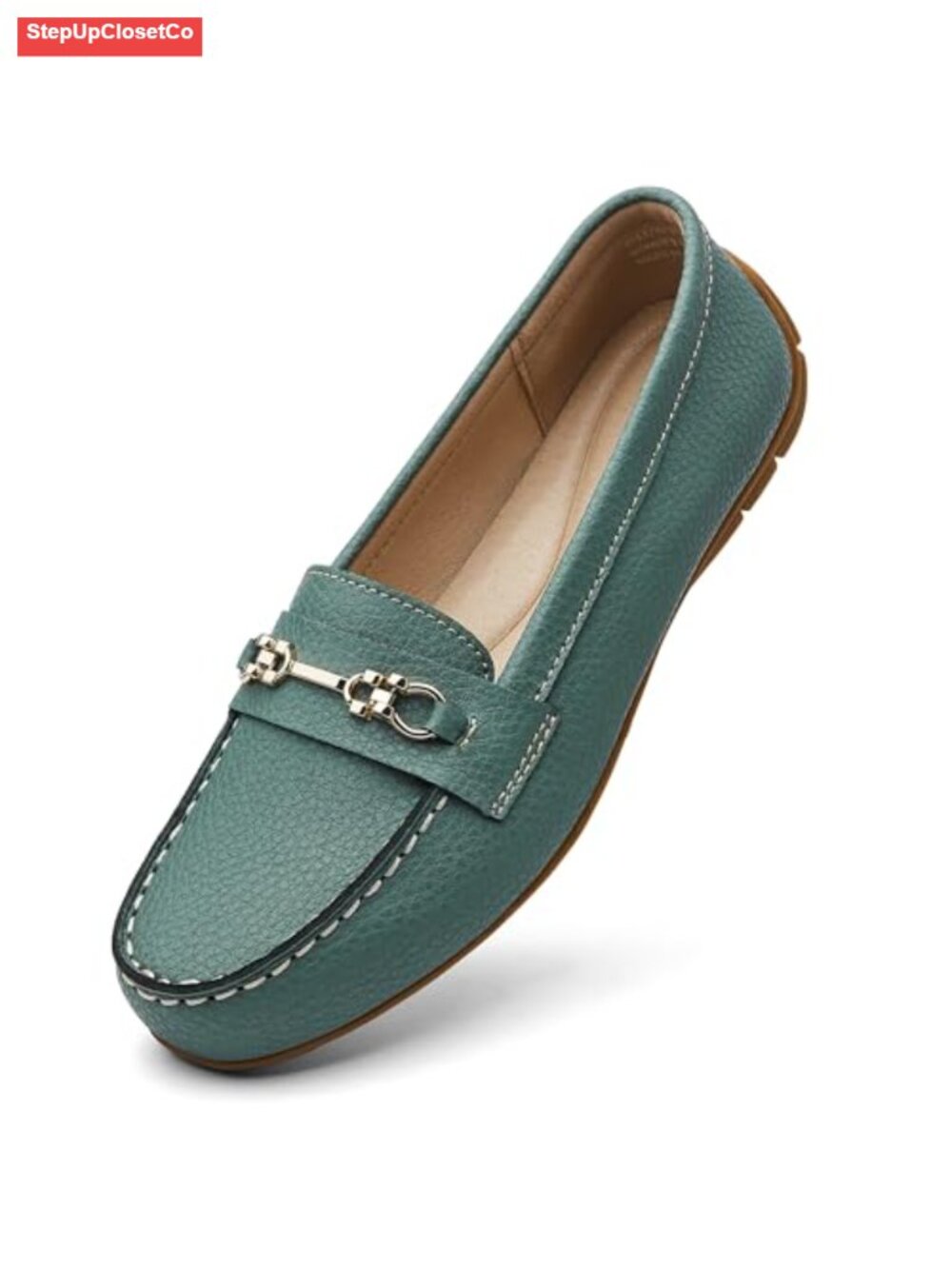 Genuine Leather Loafers Memory Foam Slip-On Comfort Flats